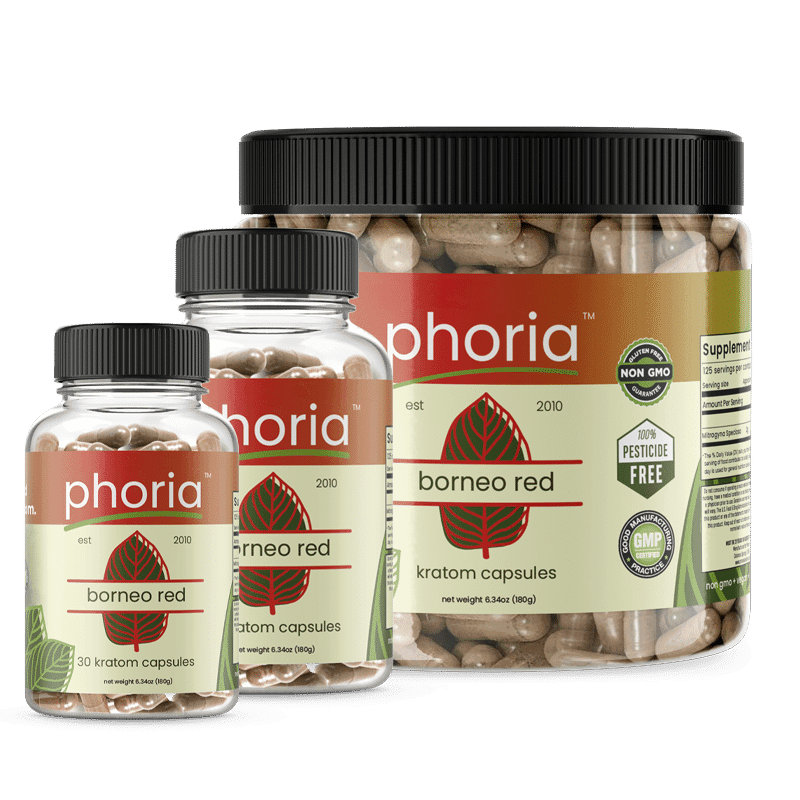Phoria Borneo Red Vein Kratom Capsules - Main Product Image
