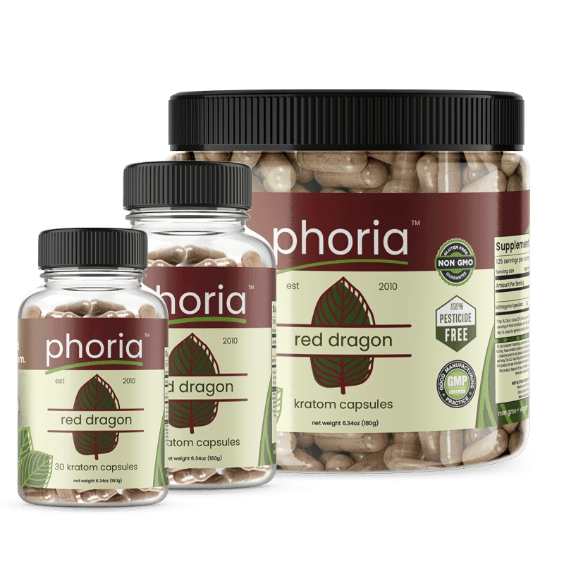 Phoria Red Dragon Kratom Capsules - Main Product Image