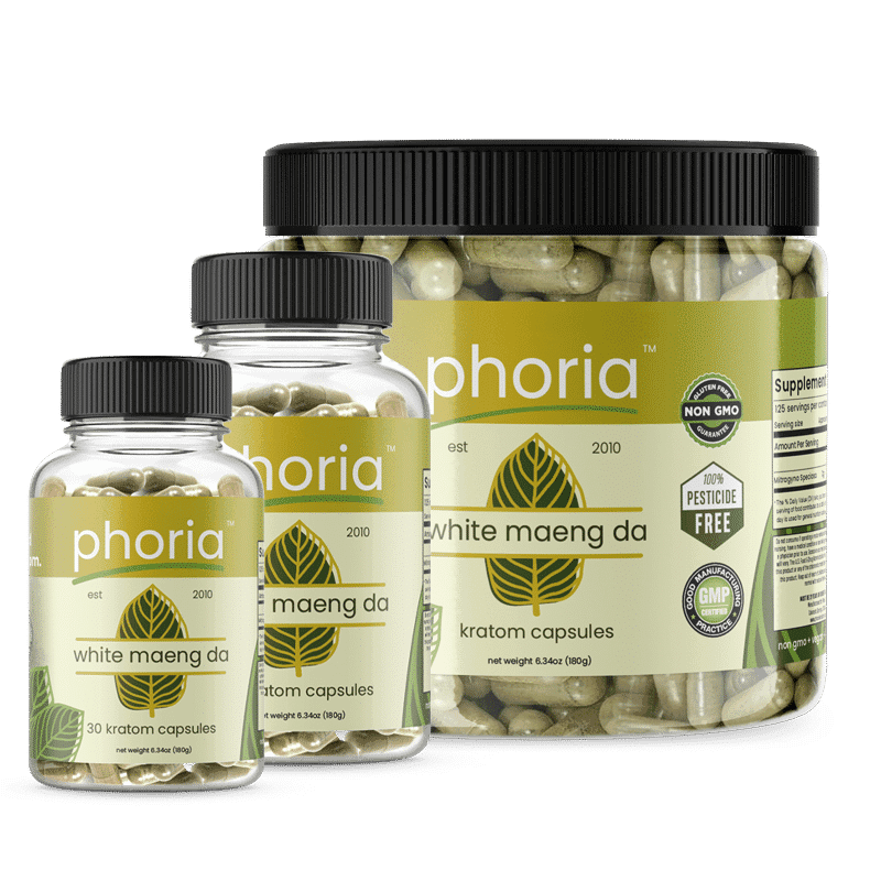 Phoria White Maeng Da Kratom Capsules - Main Product Image